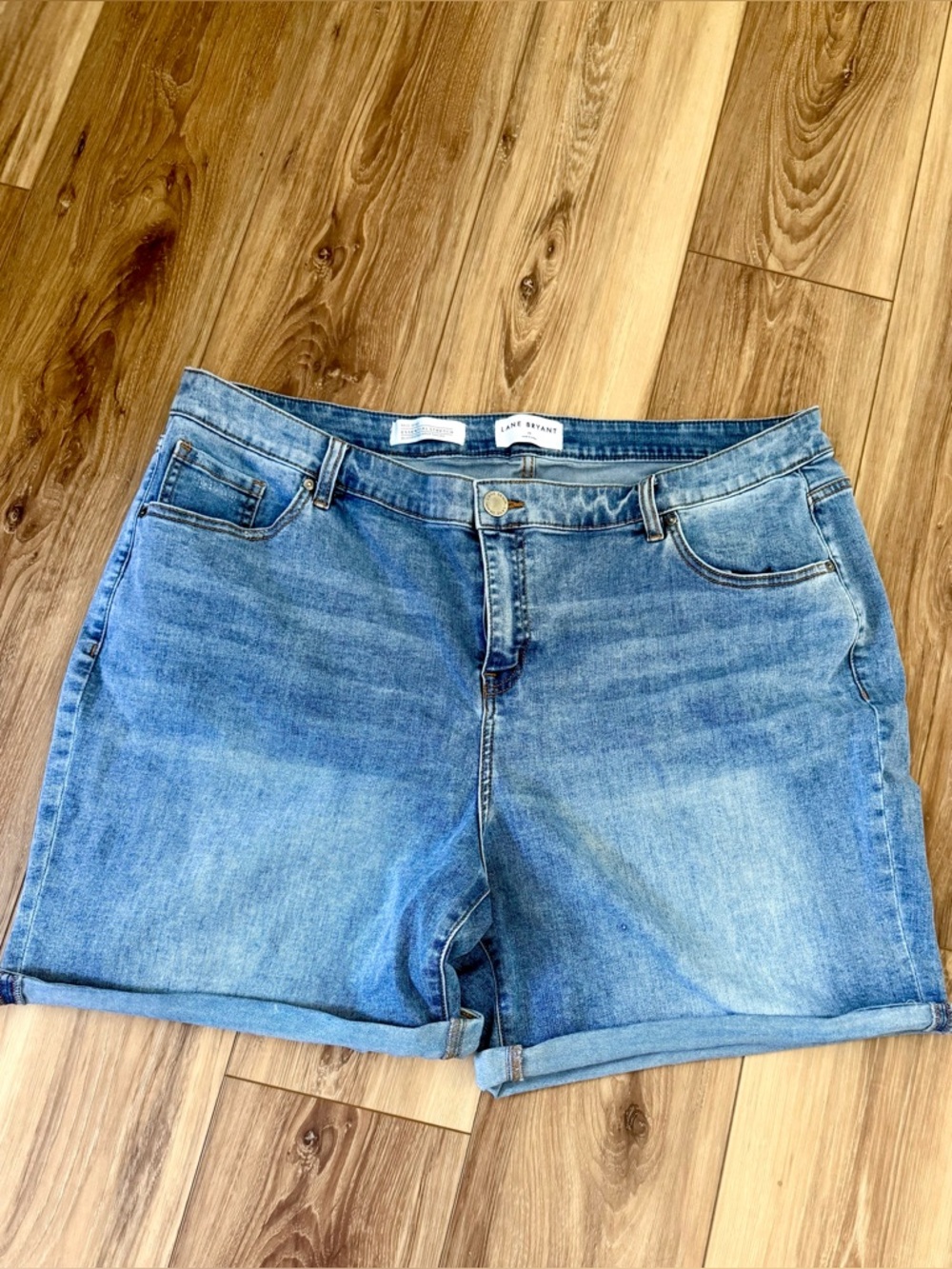 Lane Bryant Light Blue Denim Roll-Cuff Shorts